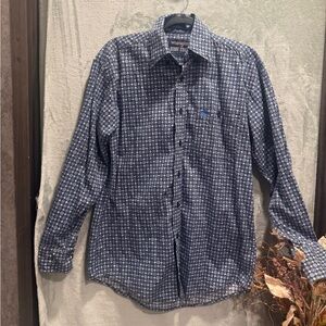 Wrangler George Strait Navy Print Long Sleeve Men's S